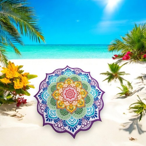 Large Round Multicoloured Beach Towel - free shipping - Picture 4 of 5