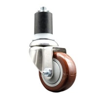 3.5 Inch 316SS Maroon Polyurethane Wheel Swivel 1-3/4 Inch Expanding Stem Caster