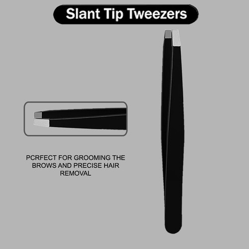 Professional Stainless Steel Slant & Point Tip Tweezers For Eyelash,Hair Eyebrow - Picture 3 of 24