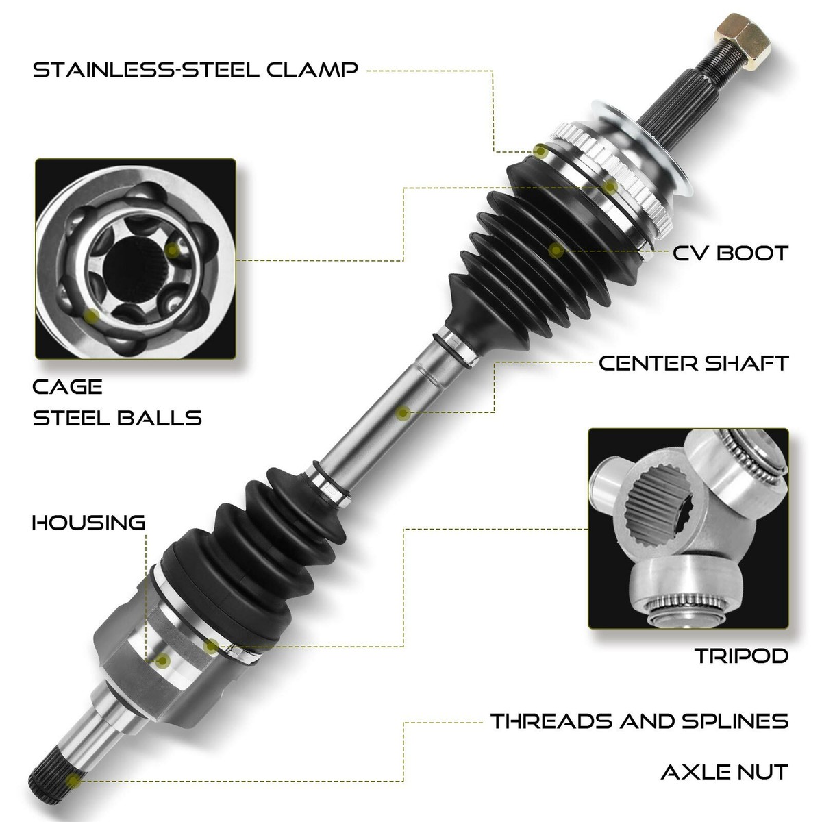 CV Axle Assembly for Nissan 200SX 95-97 NX 91-93 Sentra Tsuru L4