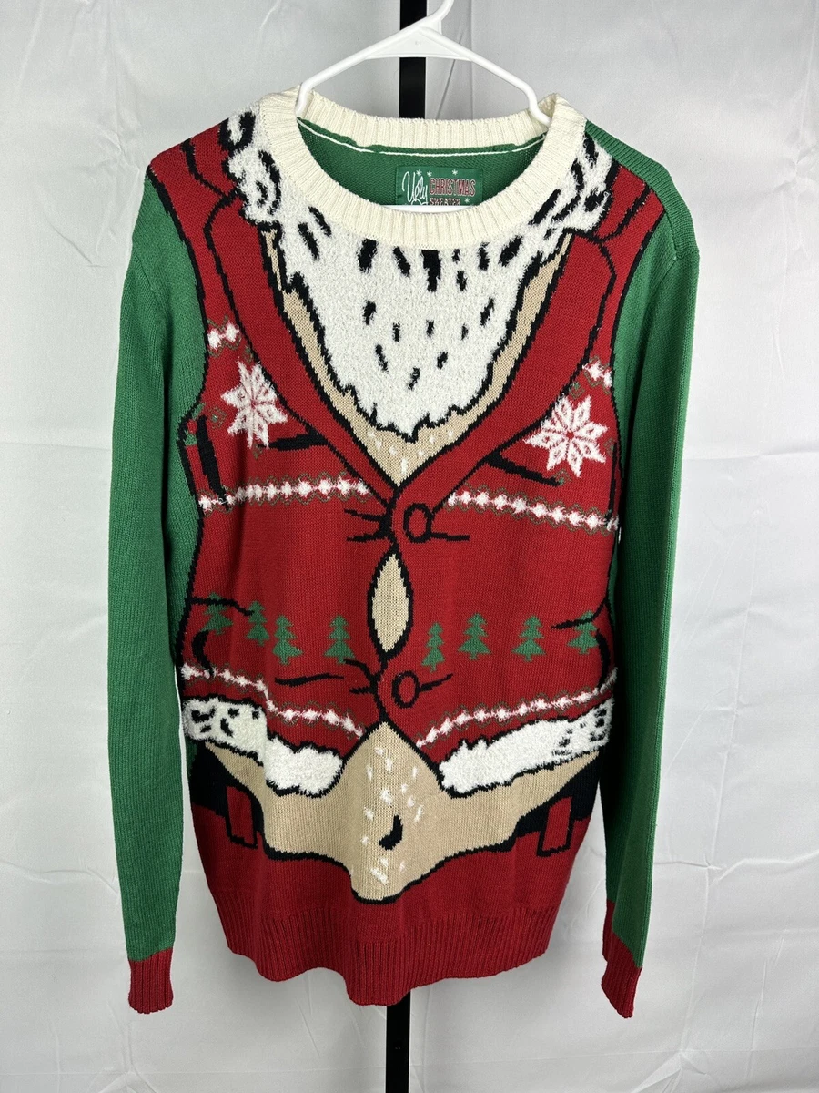 Ugly Christmas Sweater Brand Fat Santa Funny Size Large C eBay