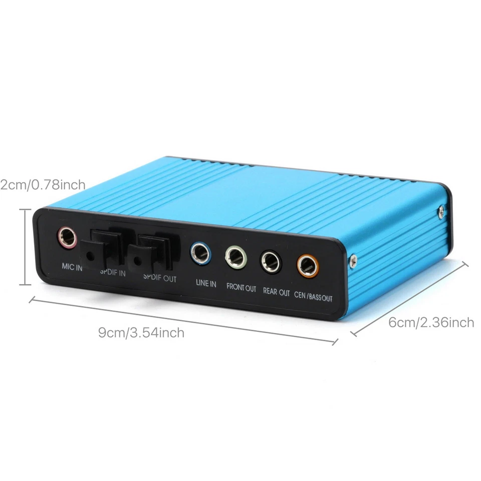 External Sound Card 6 Channel 5.1 Optical SPDIF USB 2.0 Audio Adapter for Win 10 - Image 2 of 4