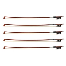 5pcs Lot Brazilwood Violin Bows - 4/4 Full Size Ebony Frog Silver Mount - NB-510