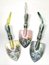 Hand Painted Floral Primitive Style Garden Shovels Spades Wall Decor Set of 3
