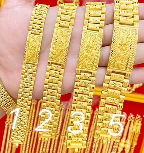 Gold Bracelet 22k 23k 24k Thai Baht Gp plated dragon Cuff Luxury Jewelry 6-8 in - Picture 9 of 12