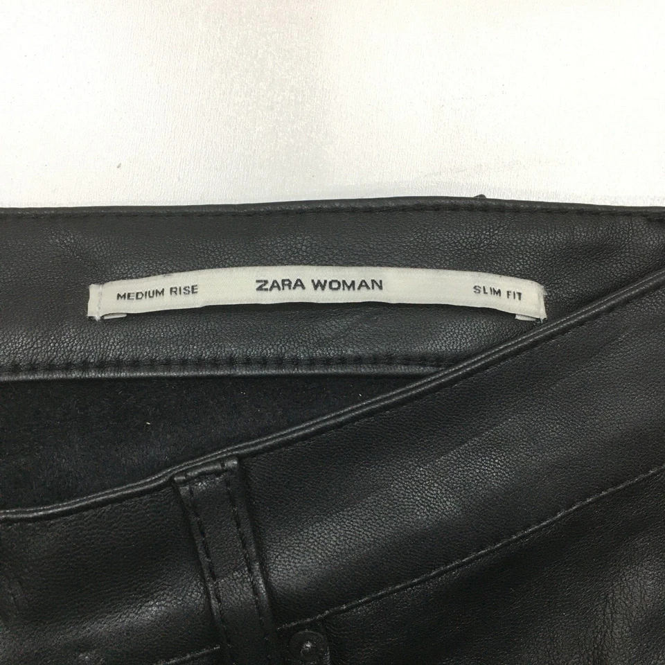 NWT ZARA WOMAN sz Small Black Faux Leather Mid-Rise Slim Fit Skinny Pant - Image 2 of 4