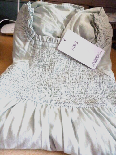 Girls Cotton Shirred Tiered Chambray Dress Age 7-8 Years.MARKS AND SPENCER .BNWT - Picture 6 of 6