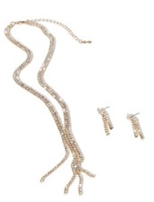 New 3 Piece Fashion Jewelry Gold Rhinestone Earring  Necklace Bundle