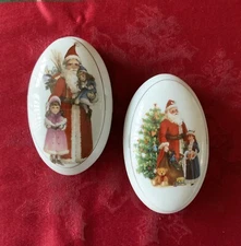 Ruetter Porzellan Trinket Box Retired Christmas Lot of 2 Ex/Cond Vintage 👀