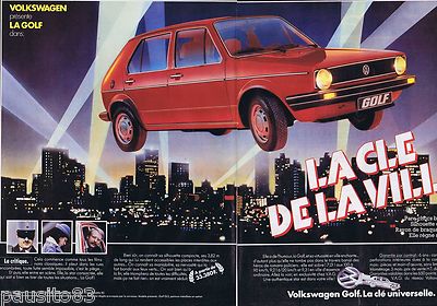 REKLAME WERBUNG 095 1981 VW la Golf la clè de la ville (2 Seiten)