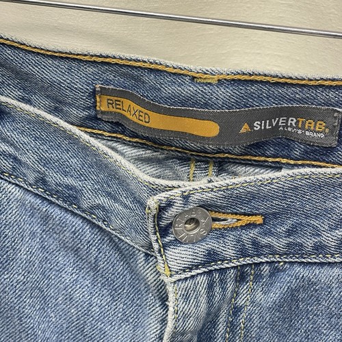 VTG 03 Levis Silvertab Jeans Mens 34/28 Low + Loose Baggy Skater Blue Denim Y2K - Picture 5 of 24