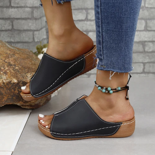 Womens Casual Orthopedic Wedge Sandals Walking Summer Slingback Flat Shoes Beach - Picture 2 of 12