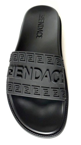 Versace x FENDI FENDACE Hombres Auténtico Edición Limitada Deslizable Piscina Tobogán Negro UE 41 EE. UU. 8/9 ¡NUEVO EN CAJA! - Imagen 14 de 24