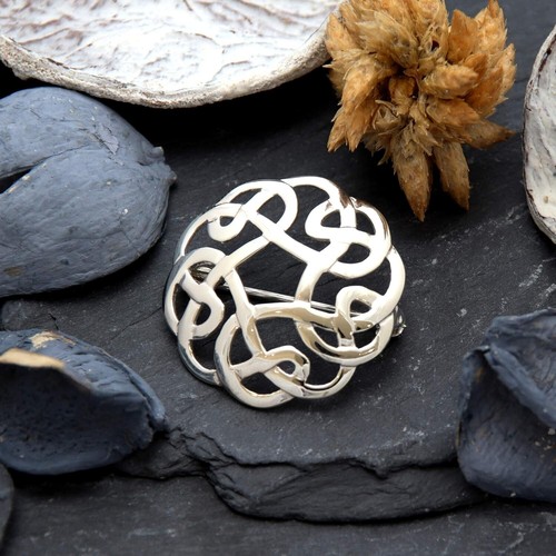 925 Sterling Silver Brooch for Women Celtic Brooch Pin w Jewelry Gift Box 27mm - Picture 3 of 6