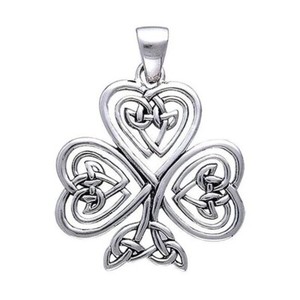 Authentic Shamrock Leaf Pendant Necklace 14K White Gold Plated 18" Chain Silver