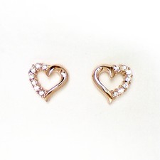Fashion Jewelry - 18K Rose Gold Plated Heart Stud Earrings FE037 