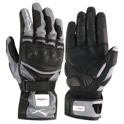 Guantes Piel de la Moto Sport acolchado forrado Protecciones Carreras Plata - Imagen 1 de 2