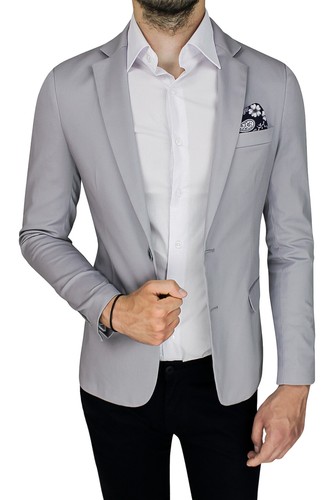 Giacca uomo Sartoriale elegante grigio chiaro estiva in cotone 100% made  Italy | eBay