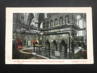 Vintage 1904 Postcard London Westminster Abbey Coronation Chair F F & Co