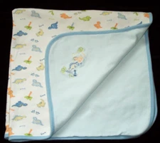 Laura Ashley Dino Dinosaur Receiving Baby Blanket Blue Green Orange Organic