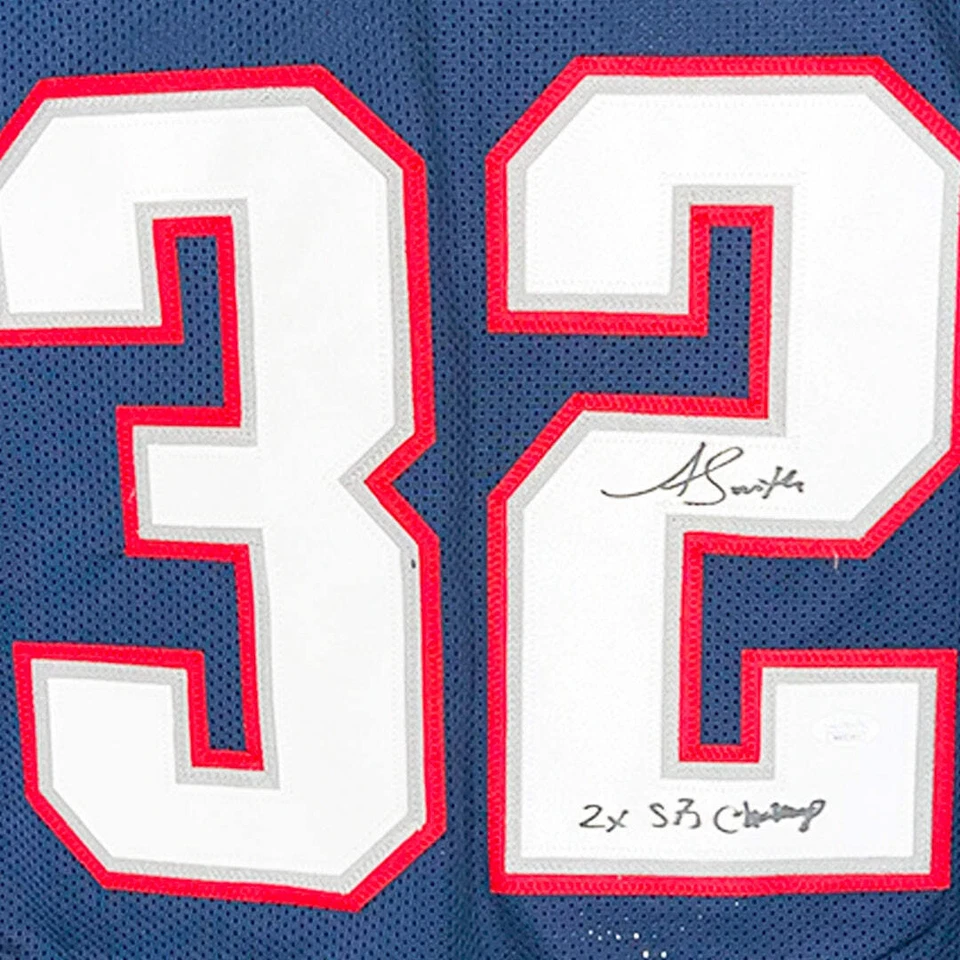 Camiseta de fútbol americano firmada por Antowain Smith 2x SB Champ Inscription New England Navy ( Foto 3 de 3