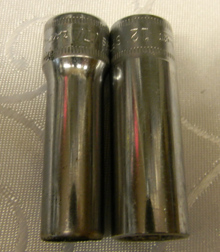 SNAP-ON 3/8" DRIVE 2PC METRIC 6PT DEEP SOCKETS 10MM #SFSM10, 12MM #SFSM12