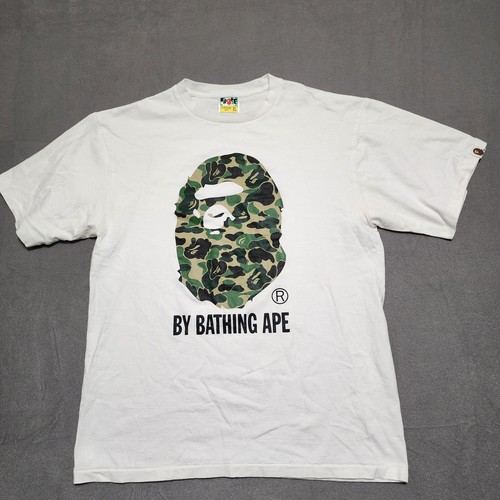 T-shirt BAPE XL A singe de bain vert camouflage grosse tête de singe blanc 100% coton Japon - Photo 1/12