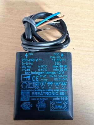 EREATRONIC/NIKO 60i Trafo 230V auf 11,5V ERSATZ TRAFO zB. Leuchten OLIGO usw