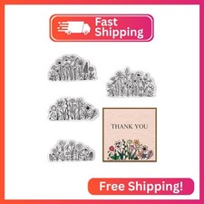 Hying 4 PCS Flowers Background Clear Stamps for Card Making, Daisy Flowers Rubbe