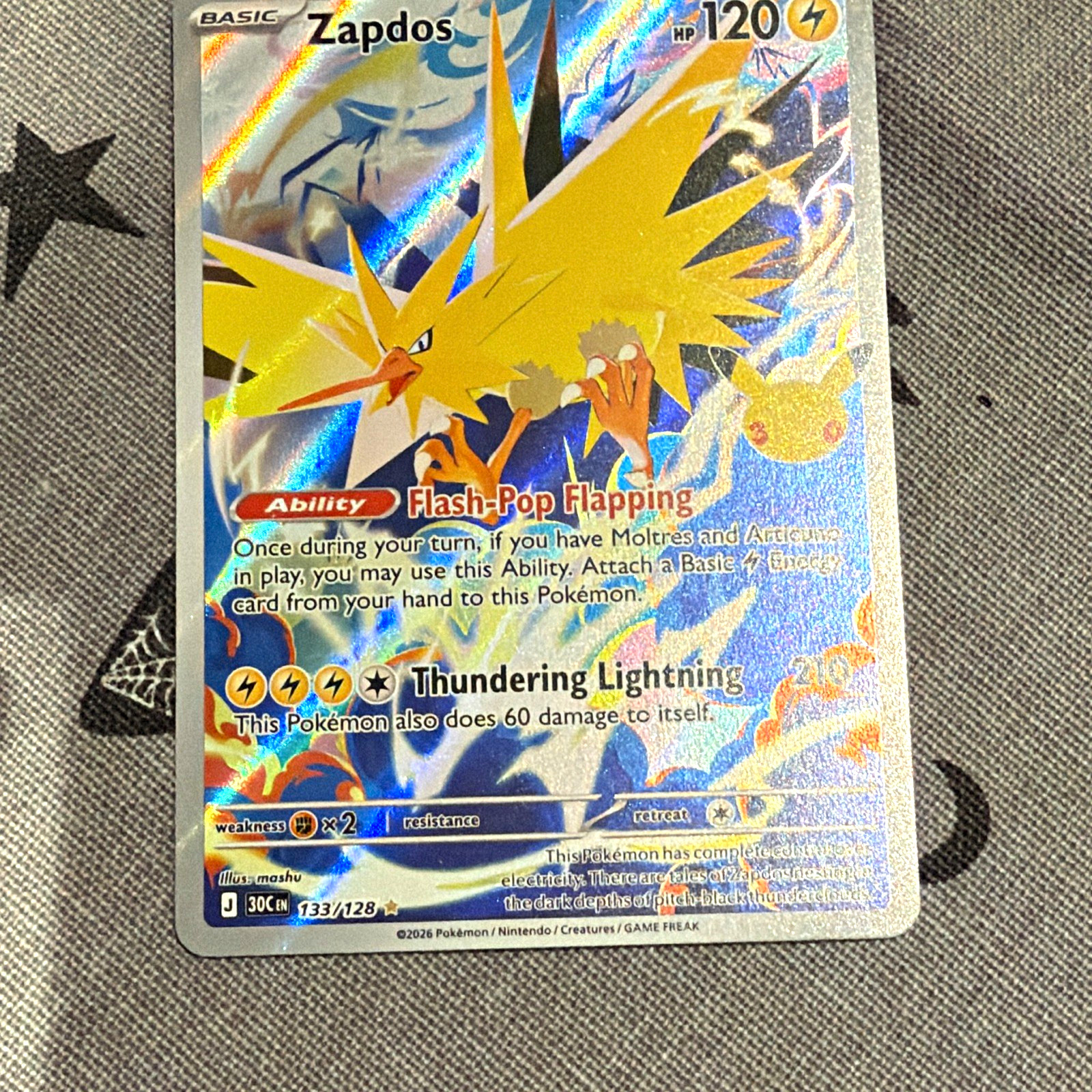 The Pokémon Company Zapdos ex 192/165 30th Celebration