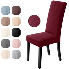 Stuhlhussen Set Stretch Jacquard Elastisch 6 Stück Bordeaux