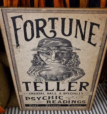 RETRO FOLK PRIMITIVE VINTAGE STYLE HALLOWEEN WITCH FORTUNE TELLER PSYCHIC  SIGN