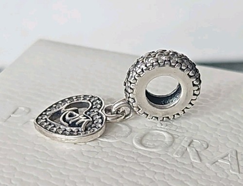 Genuine Pandora Bracelet Charm - Silver Centre of My Heart Mum Dangle S925 ALE - Picture 5 of 7