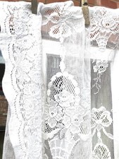 Vintage Retro Ivory White Net / Lace Curtain / Panel 183x140cmswide