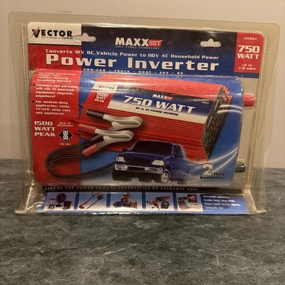 Vector Maxx SST VEC043 750 Watt DC to AC Power Inverter Battery Clips 1500 Watt