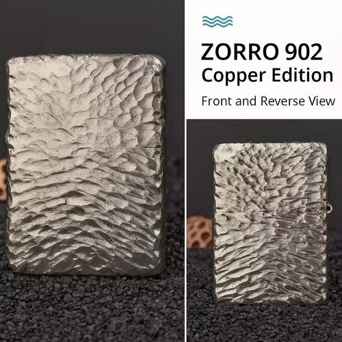 ZORRO 902 Classic Petroleum Feuerzeug - geschnitztes Weißkupfer, winddicht, Feuersteinrad - Bild 6 von 19