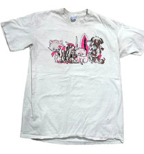 Vintage Crazy Shirts Puffed Surf Cat Kittens Dogs Hibiscus White Shirt M Hawaii