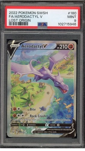 2022 Pokemon Sword Shield Lost Origin Aerodactyl V Alt Art 180/196 PSA 9