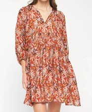 Entro Floral Print Mini Dress Rust
