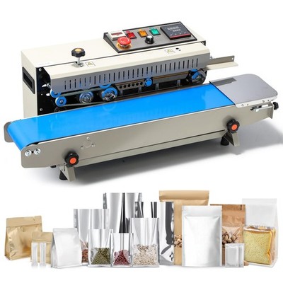 Automatic Continuous Bag Sealer, 0.24-0.47 in Seal Width with Digital Tempera...