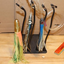 Lot 3  Mono Wire Rigged Big Game Lures 6-8" Tuna Marlin 2x Jet Head Style Lot#E