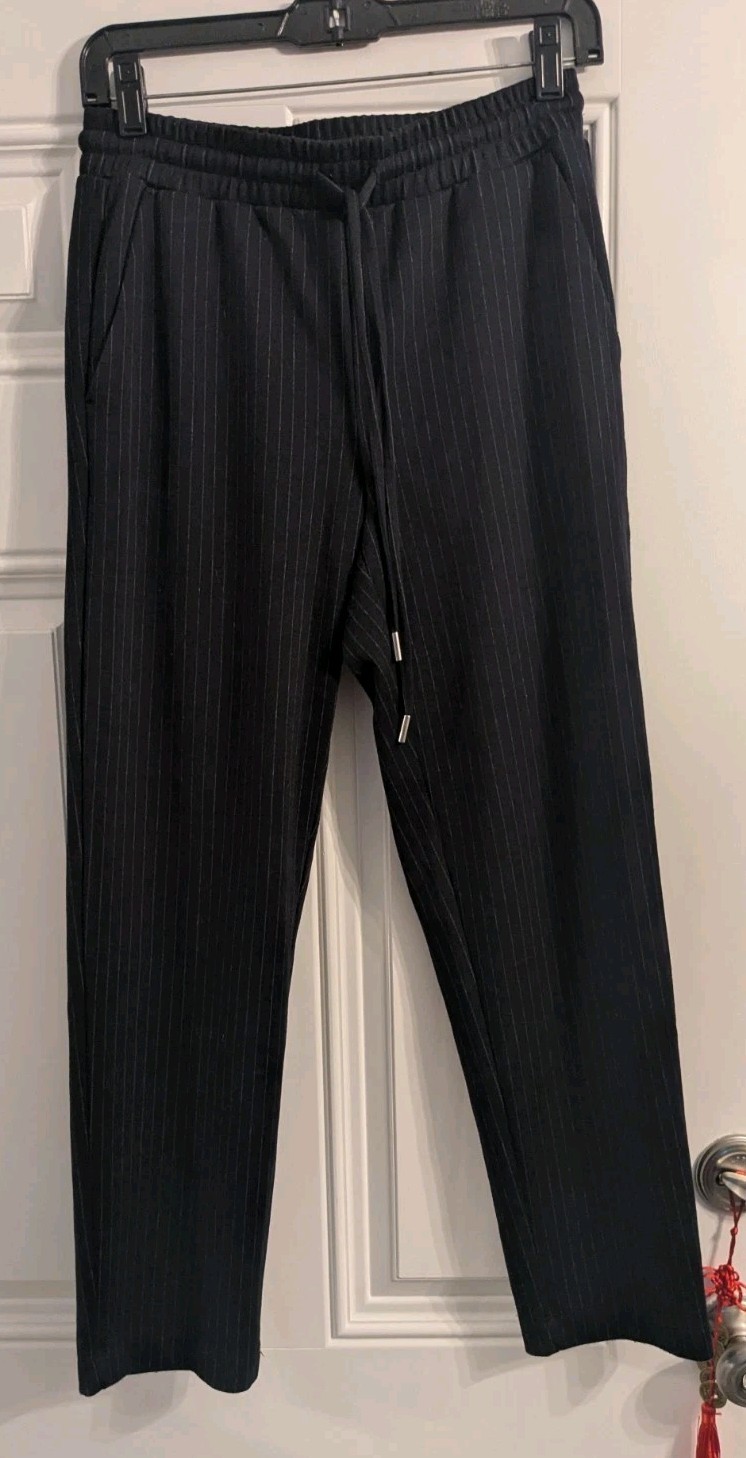 Loft Pants Drawstring Blue Pinstriped Staight Leg… - image 3