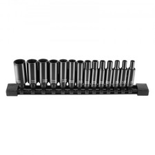 1/4" Drive Impact Socket Set, 14 Piece Deep Socket Set Metric 4-15mm, 6 Point Cr