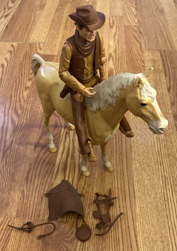 Louis Marx Toys Johnny West, Thunderbolt Palamino Horse, and Some Accessories