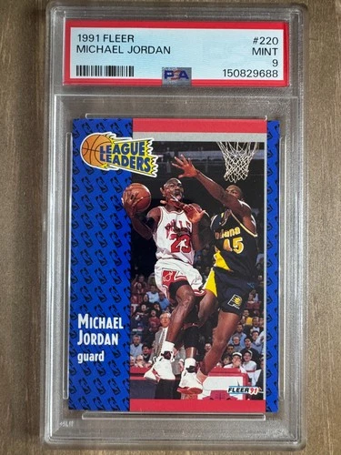 1991 Fleer Michael Jordan #220 PSA 9 Mint League Leaders Bulls HOF