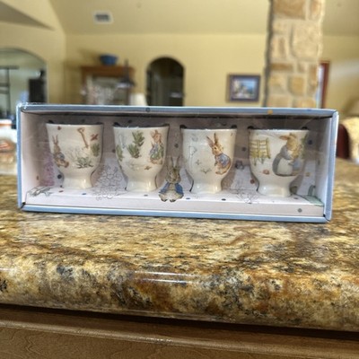 Beatrix Potter Peter Rabbit Ceramic Egg Cups Set of 4, Brand New