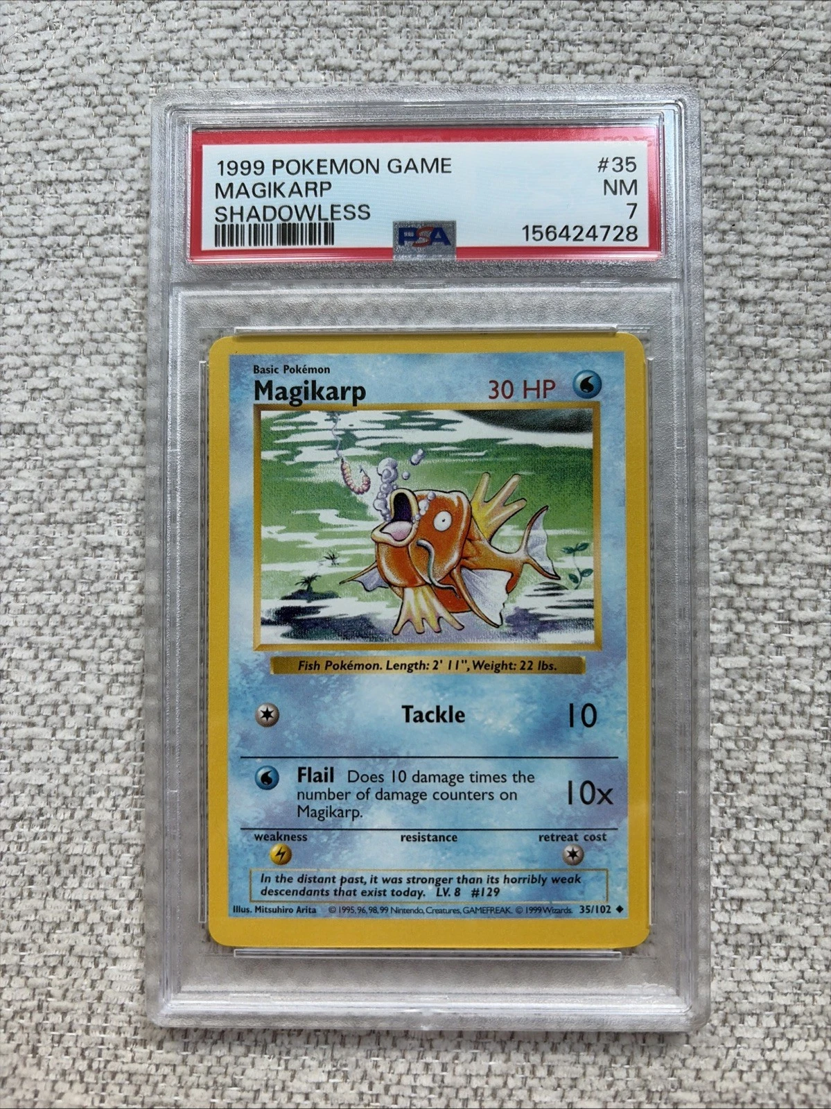 Pokémon TCG Magikarp Shadowless Base Set PSA 7 35/102 NM WOTC 1999 English