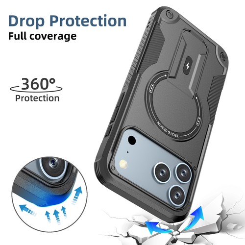 Rugged Stand Magnetic Case with Screen Camera Cover For iPhone 17 Prp Max 17 Air - Picture 20 of 51