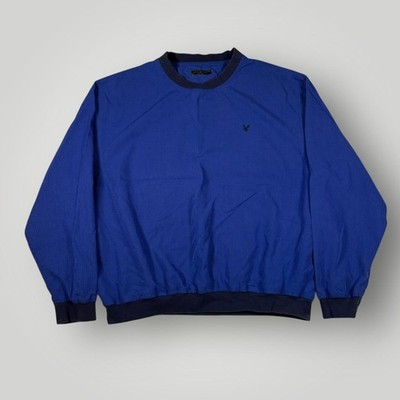 Lyle & Scott Sweatshirt Mens XL Blue Striped Pullover Crewneck Logo Vented