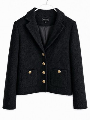 MORE & MORE Damen Blazer Gr. 40 Schwarz Bouclé Struktur Jacke Elegant Business